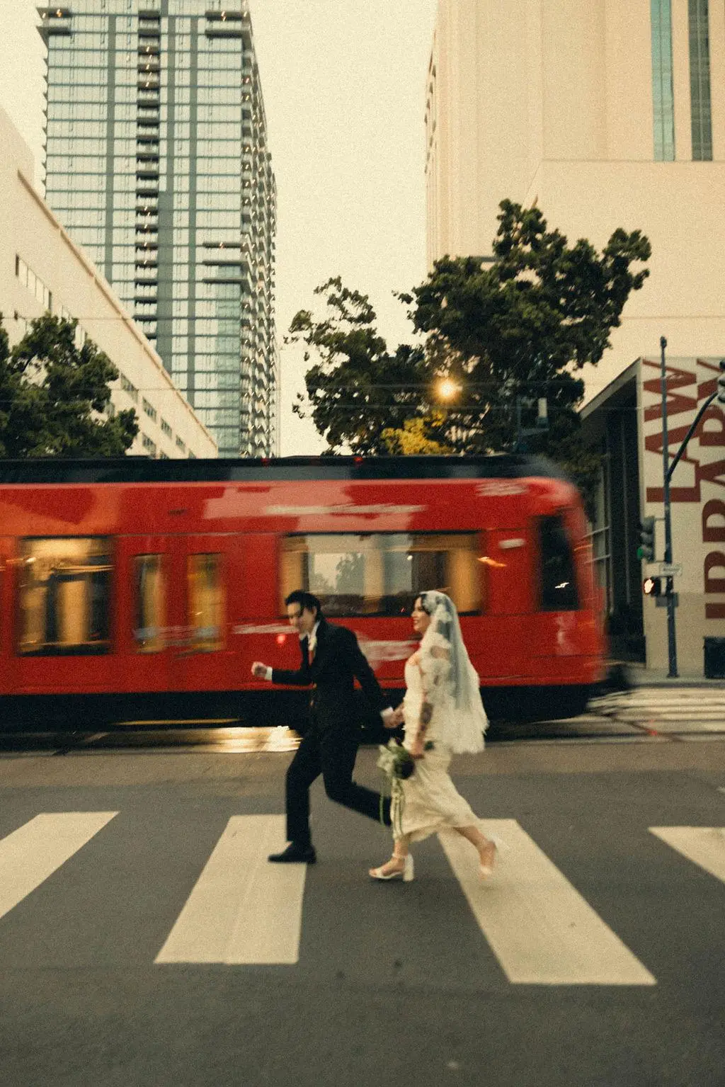 Downtown San Diego elopement photography in the Gaslamp Quarter by Cinematica Weddings.