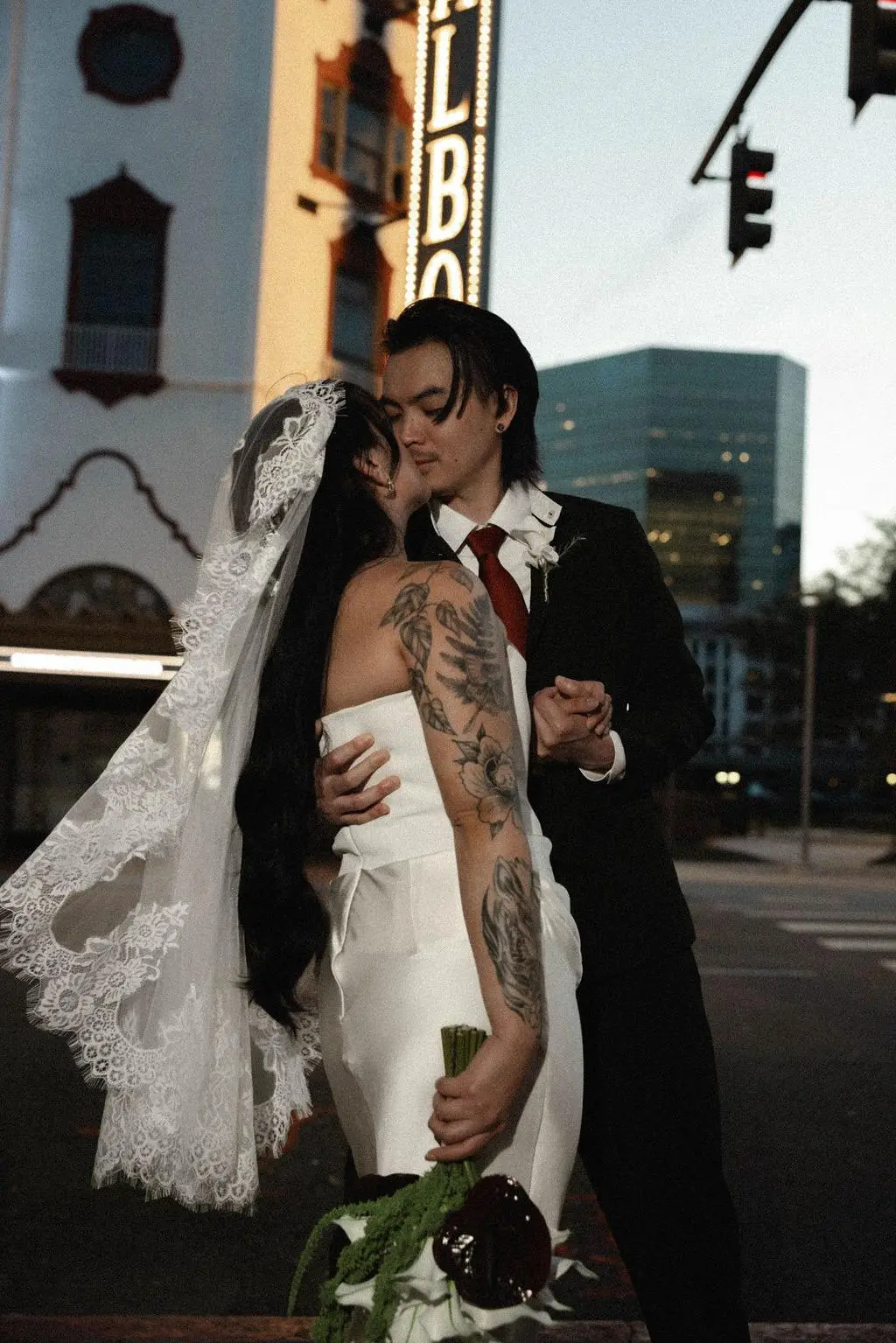 Downtown San Diego elopement photography in the Gaslamp Quarter by Cinematica Weddings.